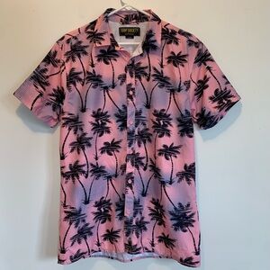 Surf Society Hawaiian Quick Dry Button Up Pink Beach Shirt